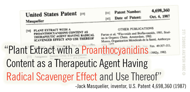 Sellers advertise their *grape seed extracts* as antioxidants and Free Radical Scavengers (referring to Jack Masquelier's U.S. Patent No. 4,698,360) in spite of the fact that their products have almost nothing in common with the scientific methods used for that patent.